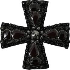 Black Brooches Dolce & Gabbana Black Crystals Cross Pin Brooch Black