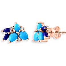 Topaz Earrings Bloomingdale's Lapis, Turquoise & Diamond Cluster Stud Earrings in 14K Yellow Gold Blue