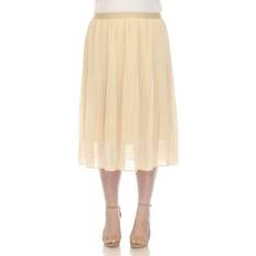 Skirts White Mark Plus Pleated Chiffon Midi Skirt Brown