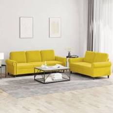 2-sits - Soffgrupper Soffor vidaXL Soffgrupp Med Dynor 2 Delar Gul Sammet Soffa 3-sits, 2-sits