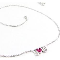 Altesse [L0156] 'I Love U' Silver Pink Silver Necklace