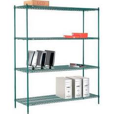 Green Shelving Systems Global Industrial Poly-Green 4 Tier Wire Starter Shelving System