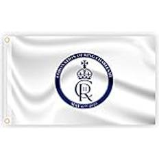 Best Flags & Accessories Shatchi 5X3Ft White Flag New King Charles Iii Cypher British Sovereign