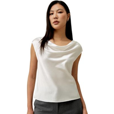 LilySilk Women's Charmeuse Cowl Neck Top for Women Natural white