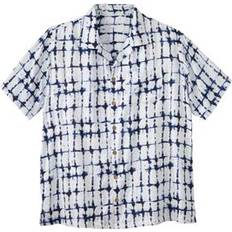 Shirts Plus Women's Printed Rayon Short-Sleeve Shirt by KS Island in Blue Stripe Tie Dye Size 7XL