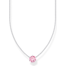 Schmuck Thomas Sabo Kette mit pinkfarbenem Zirkonia-Anhänger Silber