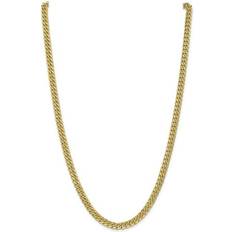 JewelryWeb Belk & Co Mens 14K Yellow Gold Millimeter Semi Solid Miami Cuban Chain Bracelet One Size
