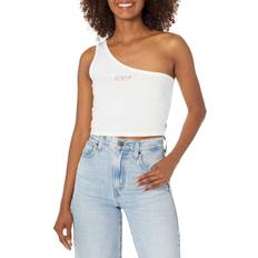 Levi's Women Tank Tops Levi's Women's One Shoulder Crop Logo Tank, White