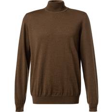 Olymp Herre Sweatere Olymp Herren Rollkragenpullover braun Merinowolle unifarben