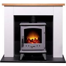 Adam chester stove suite in pure white with aviemore electric stove in grey e