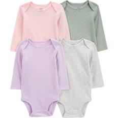 9-12M Bodysuits Children's Clothing Carter's Baby Girls 4-Piece Long-Sleeve Pointelle Bodysuits 12M Multi