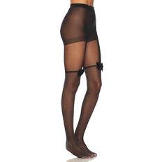 Collant Glitter Tuxedo Bow Tights - Black