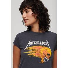 Superdry Women T-shirts Superdry Metallica X Ladies Classic Graphic Print Cap Sleeve Band T-shirt