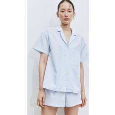 Nachtwäsche H&M Dame Hvit Pyjamasskjorte og -shorts