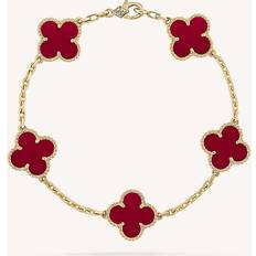 Van Cleef & Arpels Womens Gold/red Yellow Gold Vintage Alhambra Yellow-gold and Carnelian Bracelet 18cm GOLD/RED