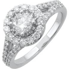 SI (1-2) - Wedding Rings Finerock Sold by: 1.02 Carat Halo Prong Set Diamond Engagement Ring in 10K White Gold Ring 10.75