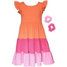 Bonnie Jean Children's Clothing Bonnie Jean Girls 4-6x Color Blocked Dress with Scrunchies, Pink