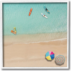 Stupell Beachgoers Aerial View White Framed Art 24x24"