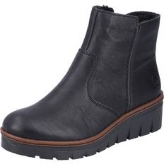 Faux Leather Boots Rieker Capital Womens Ankle Boots - Black