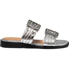 Ganni Sloffen en Sandalen Ganni Ganni-Buckle Sandali - Silver/Donna