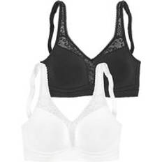 Petite Fleur Pack of Non-Wired Full Cup Bras Peach/white