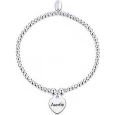 Silver Plated Bracelets Philip Jones Auntie heart charm beaded stretch bracelet