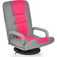 Costway Foldable 360-Degree Swivel Gaming Floor Chair with Adjustable Backrest-Pink