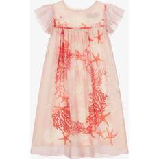 Silk Children's Clothing Versace Girls Pink Barocco Sea Print Silk Dress