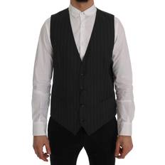 Dolce & Gabbana Gray Vests Dolce & Gabbana Gray STAFF Wool Stretch Vest IT50 IT50 L