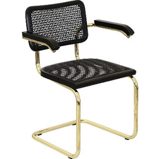 Plastic Armchairs Breuer Chair Company Cesca Cane Cantilever Black/Brass Armchair 33"