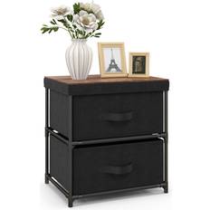 Bedside Tables Costway Nightstand Dresser Black/Rustic Brown Bedside Table 12x16"