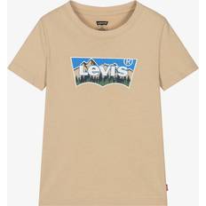 Beige T-shirts Children's Clothing Levi's Boys Beige Cotton Batwing Logo T-Shirt