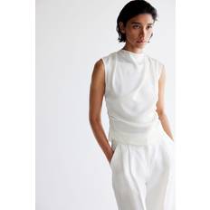 H&M Ladies White Draped satin top