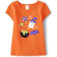 Children's Clothing Gymboree Toddler Embroidered Halloween Graphic Short Sleeve T-Shirts,Halloween Candy,4T