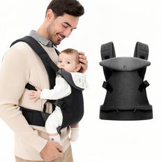 Black Baby Carriers Iulonee Toddler Carrier All Positions Front and Back Infant Holder Carrier, 4-in-1 Ergonomic Baby Backpack Carrier, Baby Sling Carrier for Newborns and Older Babies 7-25 Lbs, Black