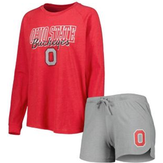 Sleepwear Concepts Sport Women's Scarlet, Gray Ohio State Buckeyes Raglan Long Sleeve T-shirt and Sleep Set Scarlet, Gray Scarlet/Gray