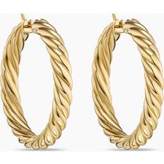 David Yurman Gold Earrings David Yurman 18K Yellow Gold Sculpted Cable Twist Hoop Earrings