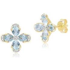 Gemondo Floral topaz & diamond stud earrings in 9ct yellow gold