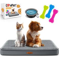 Lovpet Hundebett orthopädisches Hundekissen Hundekorb Cookie, Inkl. Napf + 3X