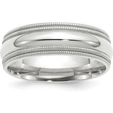 Unisex - White Gold Rings Primal Gold by: Diamond Corporation, Karat White 7mm Double Milgrain Comfort Fit Band