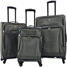 Infinity Leather Lightweight 4 Wheel Suitcases Set of 3