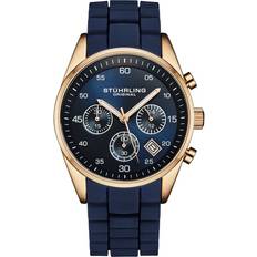 Stührling 4057 3 chronograph date blue silicone