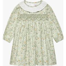 Buttons Dresses Trotters Baby Bella Cotton Floral Dress, Green/Multi