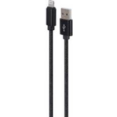 Gembird Cotton braided 8-pin cable with metal connectors, 1.8 m, black (1.80m, USB 2.0) USB Kabel