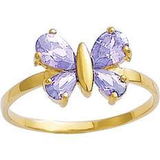 Lilla Ringer Les Tresors De Lily Gullbelagt Ring 'Sommerfugler' lavendel gull 12x10 mm