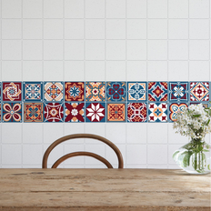 Westminster Blue Red Tile Stickers Peel Stick