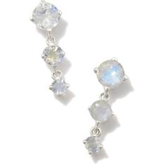 Moonstone Earrings Kendra Scott Blakely Sterling Silver Drop Earrings in Rainbow Moonstone One Size