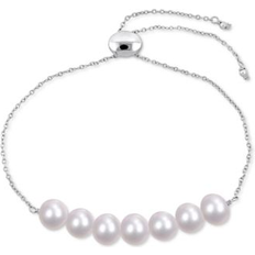 Macy's Pearl Bracelets Macy's Cultured Freshwater Pearl 7-1/2-8m Bolo Bracelet in Sterling Silver Silver 7 1/2 inches