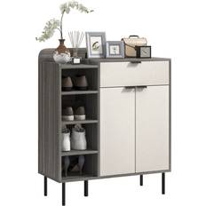 Homcom Grey Hallway Furniture & Accessories Homcom Hallway Cabinet with 3 Shoe Rack