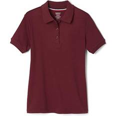 Polo Shirts French Toast Girls Size' Short Sleeve Interlock Polo with Picot Collar, Burgundy, Medium/10/12/Plus